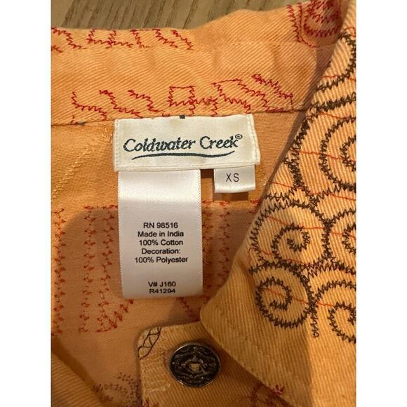 Coldwater Creek Ombré Embroidered Denim Jacket, orange/red. Womens Xsmall - Picture 5 of 5